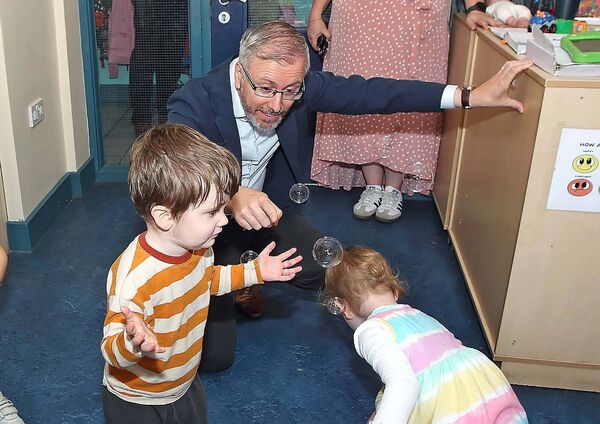 The Green Party Leader meets some of the children at Waterford Childcare Centre. Photo: Noel Browne