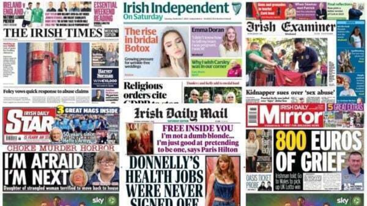 What the papers say: Saturday's front pages