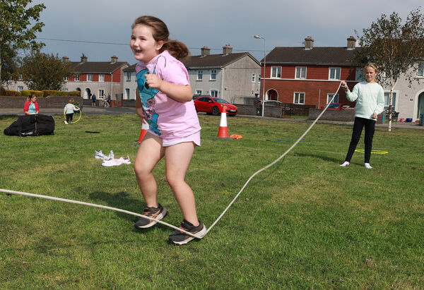  Having fun in the skipping challenge.