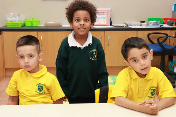 Mustafa, Richard and Jeremiah, who started school at Scoil Lorcain. Mustafa, Richard and Jeremiah, who started school at Scoil Lorcain.