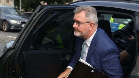 Ex-DUP leader Jeffrey Donaldson pleads not guilty to 18 sex offences