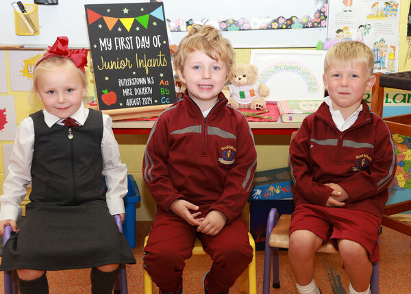  Ceilí, Evan and Adam, who started school at Butlerstown NS.