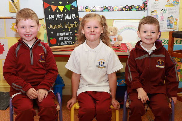  Joshua, Ellie and James, who started school at Butlerstown NS. 