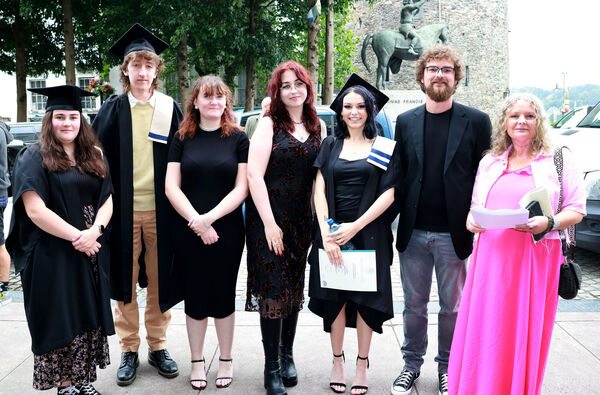  Media graduates with their tutor Michelle Daly, at the Tower Hotel for the Waterford College of Further Education, Graduation &amp; Awards Ceremony. Photo: Joe Evans