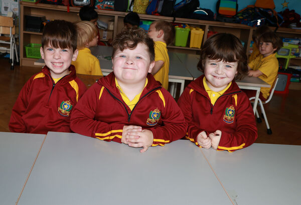  Teddie, Noah and Alex, who started school at St. Declans. Photo: Joe Evans