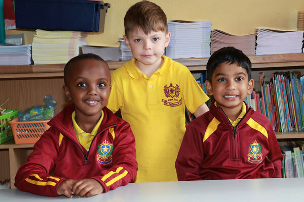  Muhammad, Lee and Aiden, who started school at St. Declans. Photo: Joe Evans