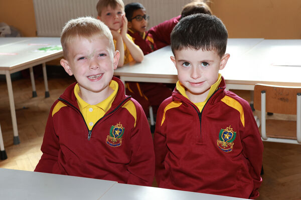  Teddy and Cole, who started school at St. Declans. Photo: Joe Evans