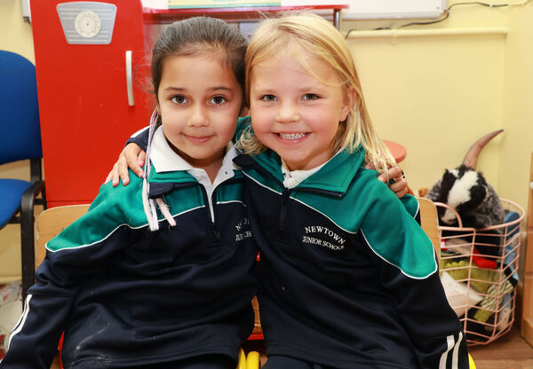 Meena and Isabelle, who started school at Newtown Junior School. Meena and Isabelle, who started school at Newtown Junior School.
