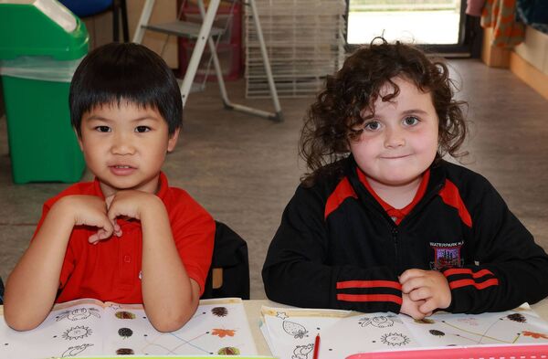 Eden and Sadie, who started school at Waterpark. Photo: Joe Evans