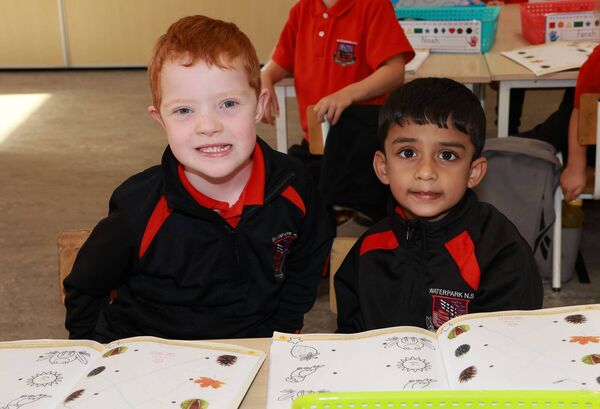 Jesse and Othniel, who started school at Waterpark. Photo: Joe Evans