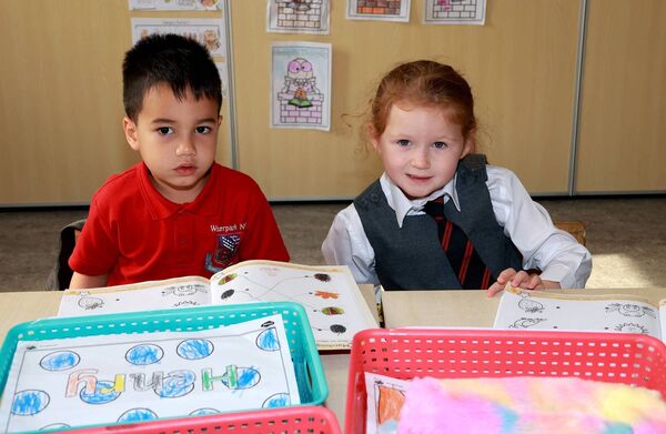 Henery and Charlie, who started school at Waterpark. Photo: Joe Evans