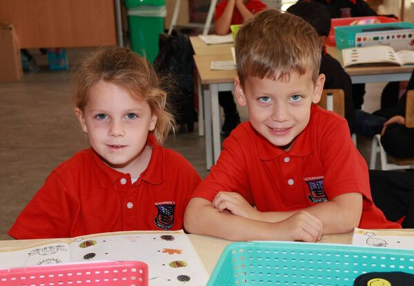 Farah and Noah, who started school at Waterpark. Photo: Joe Evans