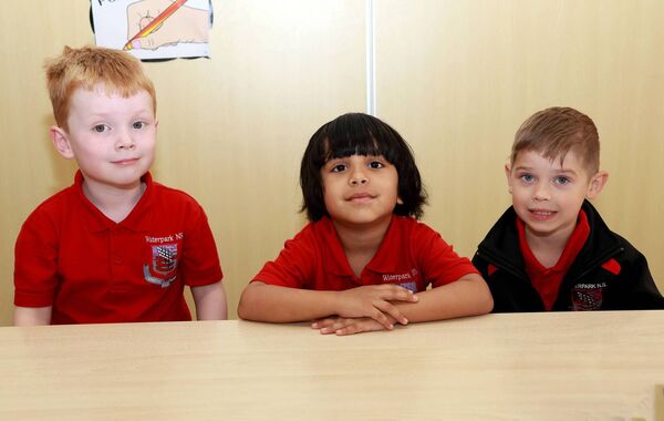 Richie, Joriss and Matthew, who started school at Waterpark. Photo: Joe Evans