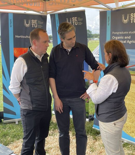 Senator John Cummins with Taoiseach Simon Harris speaking to a SETU representative at Dungarvan Show Senator John Cummins with Taoiseach Simon Harris speaking to a SETU representative at Dungarvan Show