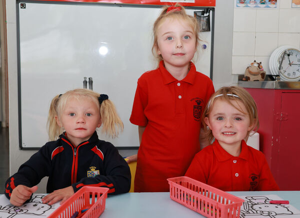  Indiana, Ruby and Mollie, who started school at St. Ursula's. Photo: Joe Evans