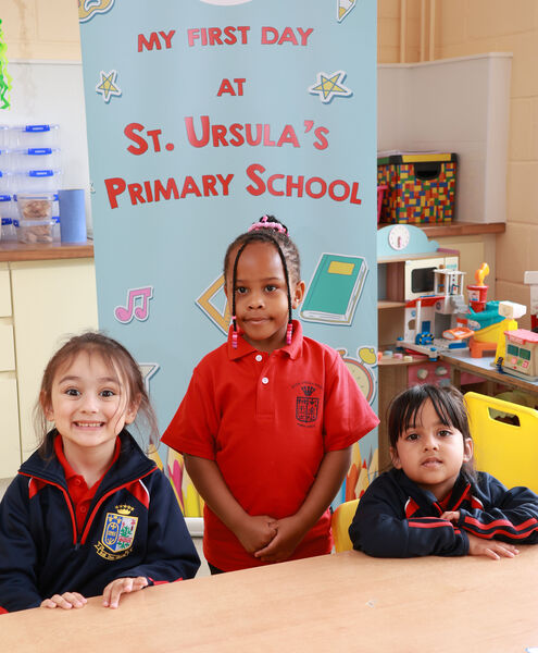  Lorelei, Nandi and Saibah, who started school at St. Ursula's. Photo: Joe Evans