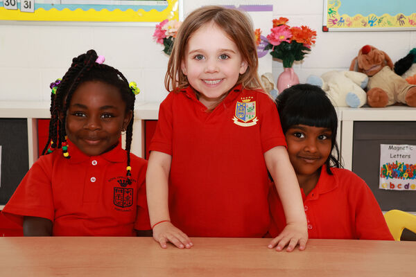  Michaella, Lily and Inaya, who started school at St. Ursula's. Photo: Joe Evans