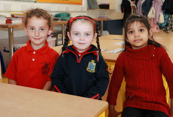  sophie, Amelia Rose and Alexandre, who started school at St. Ursula's. Photo: Joe Evans