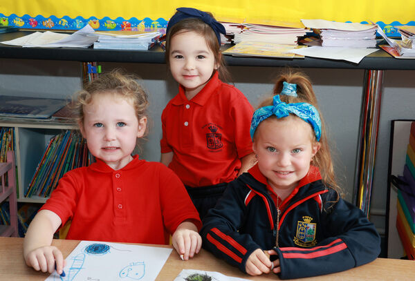  Kaia, Tena and Mia, who started school at St. Ursula's. Photo: Joe Evans