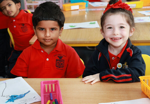  Amelia and Zara, who started school at St. Ursula's. Photo: Joe Evans