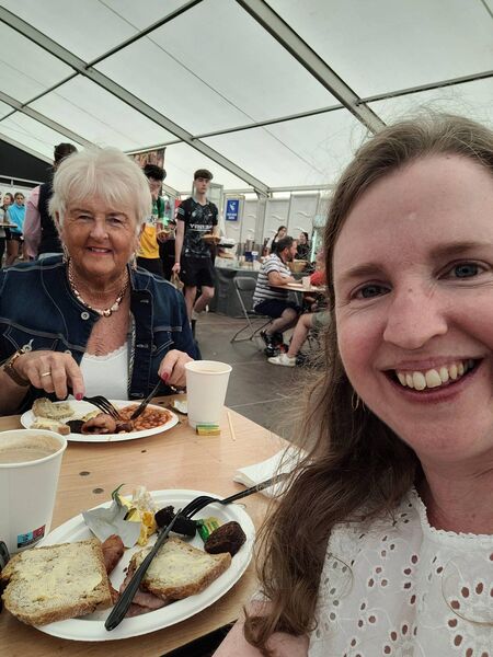 The Waterford News &amp; Star team of Catherine Moore and Mary Frances Ryan fuel up at Rumbles Restaurant for their day at the National Ploughing Championships.