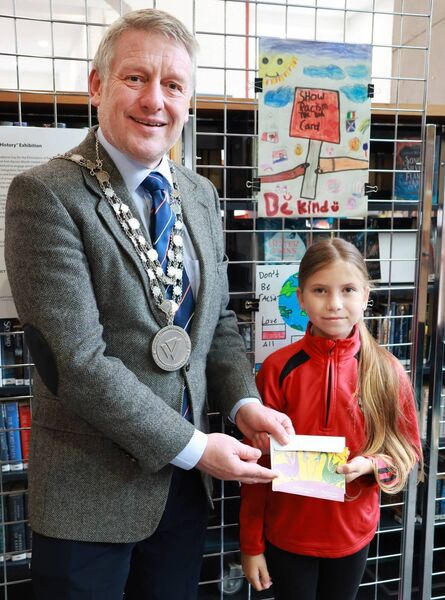 Mayor of Waterford City &amp; County Cllr Jason Murphy presented Paula of St Saviour's NS with her award.