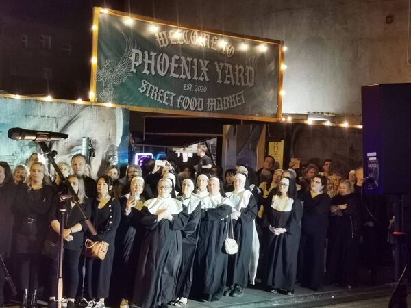 Nuns queuing up for the grub and a few pints on Culture Night. 