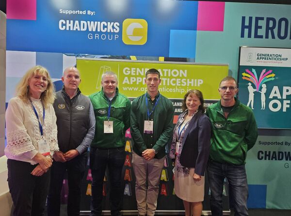 Dr Mary-Liz Trant, Director National Apprenticeship Office, Maurice Fehilly (Apprenticeship Programme Coordinator) , Rory Gallagher( 2024 Apprentice of the Year Nominee), Aidan McKenna ( 2024 Apprentice of the Year Nominee) , Bairbre Ruddock (Senior Training Advisor WWETB), David Donnelly (Engineering Manager)