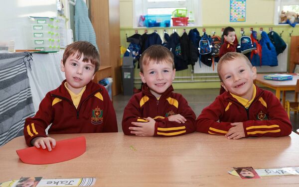 Jake, Kayden and Evanas, who started school at St. Stephens De La Salle. Photo: Joe Evans Jake, Kayden and Evanas, who started school at St. Stephens De La Salle. Photo: Joe Evans