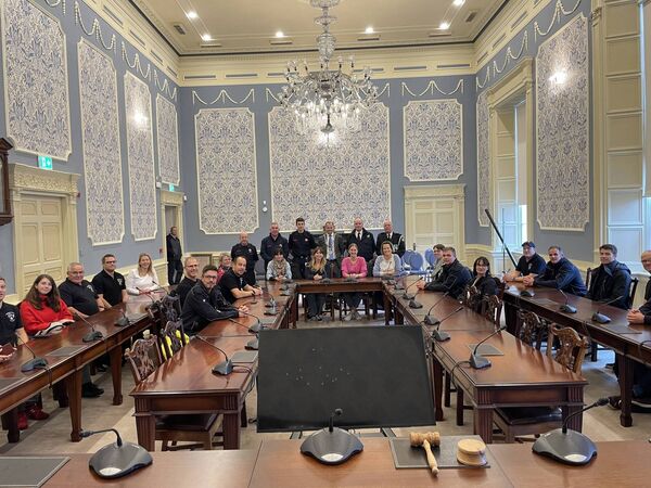 The delegation in The Large Room at Waterford City Hall. 