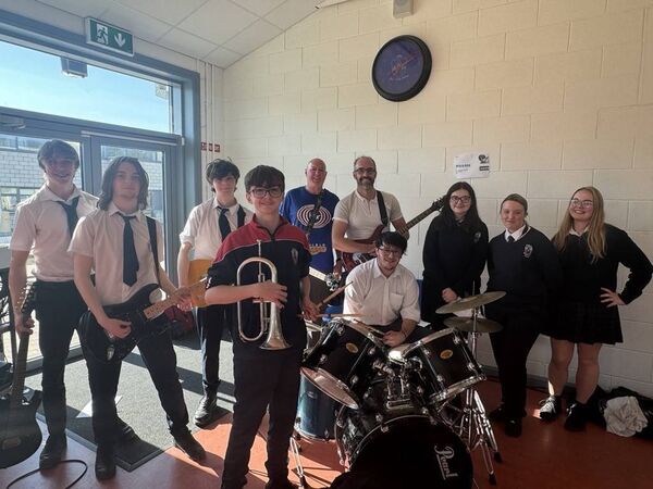 Members of the school staff and student rock band, who performed a lunchtime ‘NOASIS’ concert for the school community Members of the school staff and student rock band, who performed a lunchtime ‘NOASIS’ concert for the school community