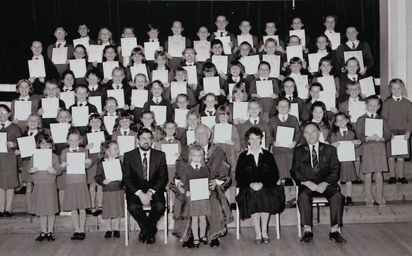 Pupils from the Mercy who received school attendance certificates from Mayor Ald. Pat Power back in 1989.