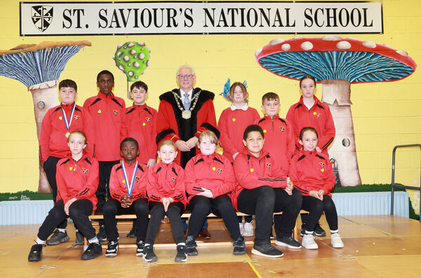 Metropolitan Mayor of Waterford Cllr Joe Kelly, visited St. Saviour's NS. He is pictured here with members of the new Students' Council. Metropolitan Mayor of Waterford Cllr Joe Kelly, visited St. Saviour's NS. He is pictured here with members of the new Students' Council.