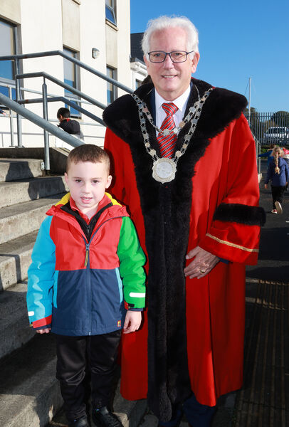  Metropolitan Mayor of Waterford Cllr Joe Kelly, visited Waterpark on his annual school visits and is pictured here with Ted Evans. Photo: Joe Evans