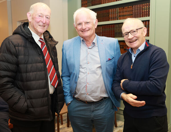  Pat McGovern, Denis O'Shea and Bernard Flood, at the De La Salle College, Class of 1969 Reunion at the Marina Hotel. Photo: Joe Evans