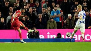 Cody Gakpo scores twice as Liverpool hold on to beat Brighton