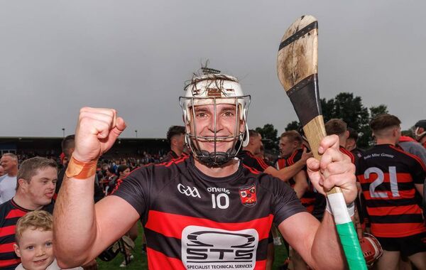Ballygunner’s Dessie Hutchinson celebrates winning the county senior hurling final against Abbeyside. Photo: INPHO/James Crombie