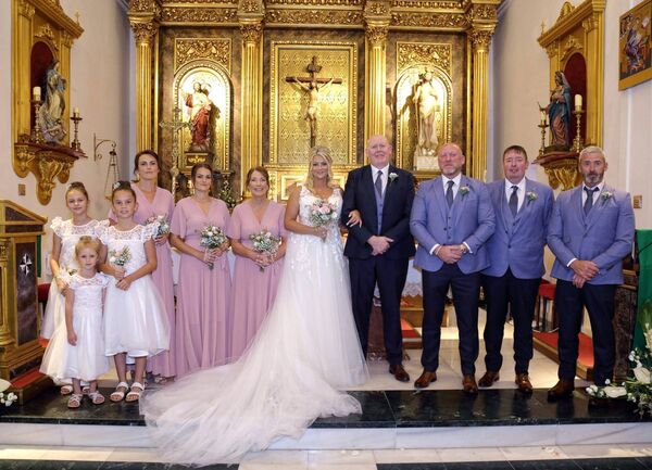 (from left to right): Lucy's sisters Jana and Patricia with their daughters Sara, Sofia, Natálka, Joanne Halpin, Lucy &amp; Andrew, Steve Coleman, Brian Brennan and Vincent Walsh.