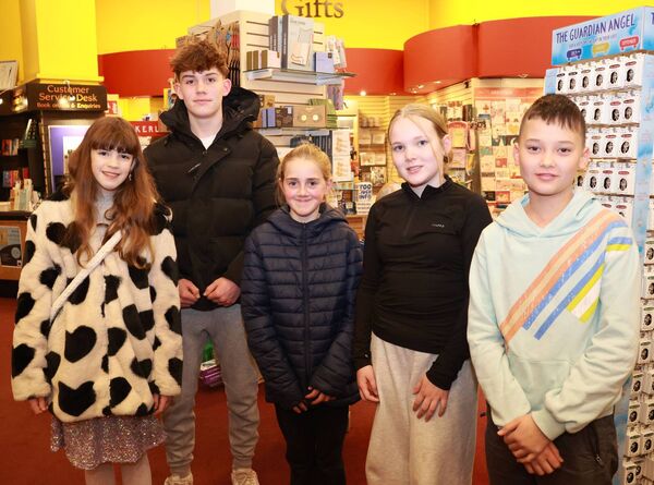 Young writers, Elizabeth, Hugo, Rosie, Tilda and Kris, at The Book Centre for the launch of the Festive Star. Photo: Joe Evans Young writers, Elizabeth, Hugo, Rosie, Tilda and Kris, at The Book Centre for the launch of the Festive Star. Photo: Joe Evans