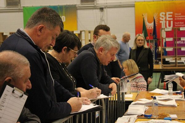 Waterford Mayor Jason Murphy participating in the tally at the Waterford count centre in SETU. Photo: Hugh Dooley Waterford Mayor Jason Murphy participating in the tally at the Waterford count centre in SETU. Photo: Hugh Dooley