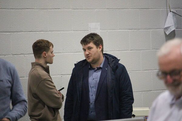 People Before Profit candidate Patrick Curtin speaks to Waterford News & Star reporter Darragh Murphy. Photo: Hugh Dooley People Before Profit candidate Patrick Curtin speaks to Waterford News & Star reporter Darragh Murphy. Photo: Hugh Dooley