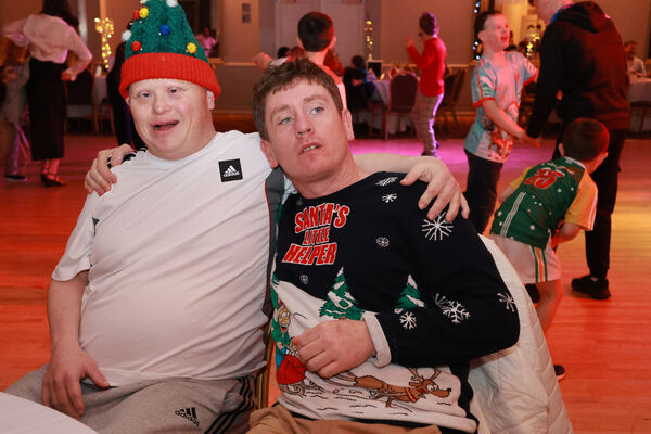  John and Mark, at the Down Syndrome Christmas Party in the Tower Hotel. Photo: Joe Evans