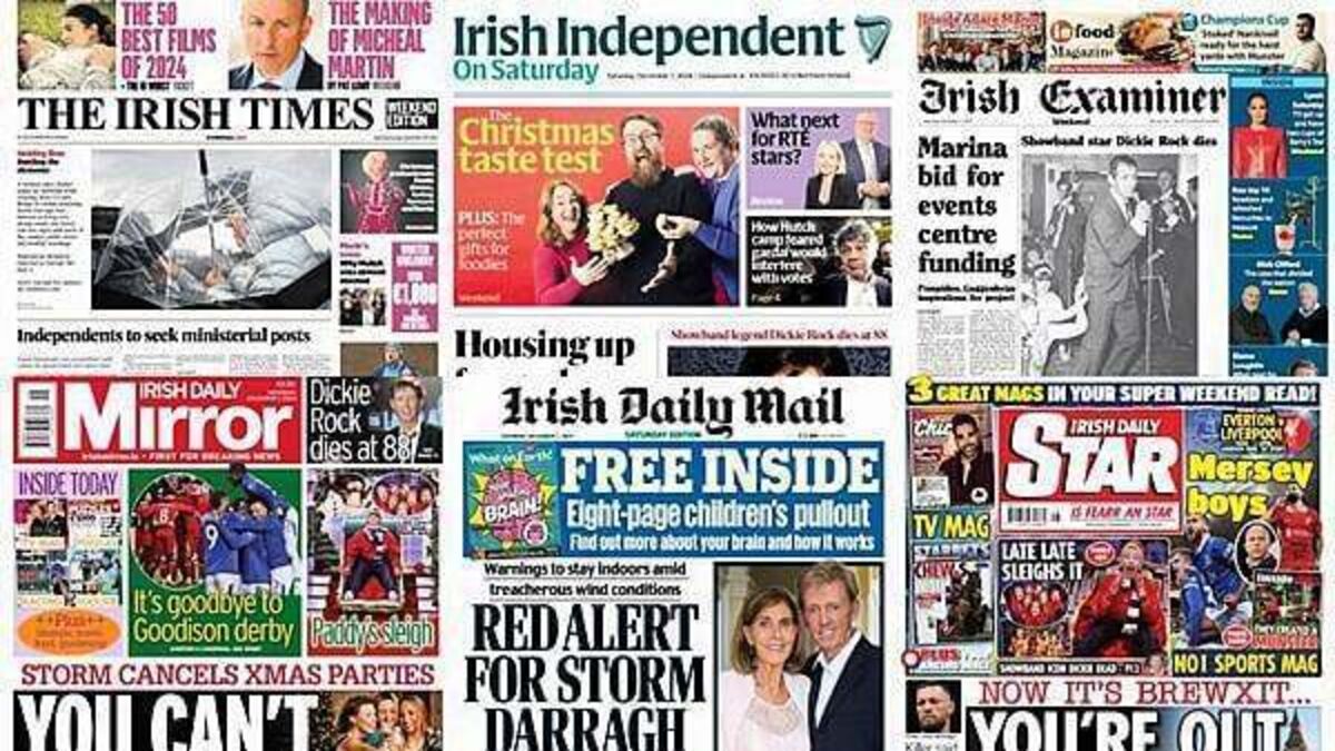 What the papers say: Saturday's front pages
