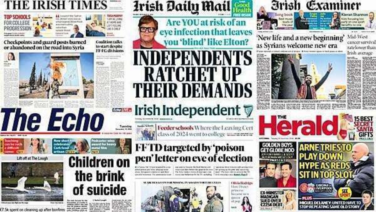 What the papers say: Tuesday's front pages