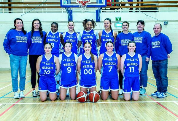 Waterford Wildcats team and management that played University of Galway Mystics in their National Basketball Cup Q/F