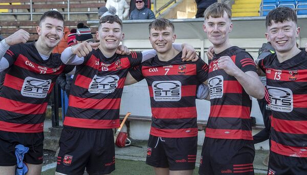 Ballygunner Players celebrating their win over Abbeyside in the Co.U20A Hurling Final. Photo Sean Byrnbew