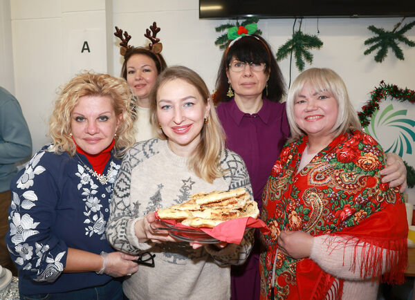  Kateryna, Maranna, Natallia, Teriaca and Olena, at the WCFE Christmas Fair 2024 beneficiariesare The Women's Centre and Helping Hands, with over €1, 200 raised at the event in WCFE. Photo: Joe Evans