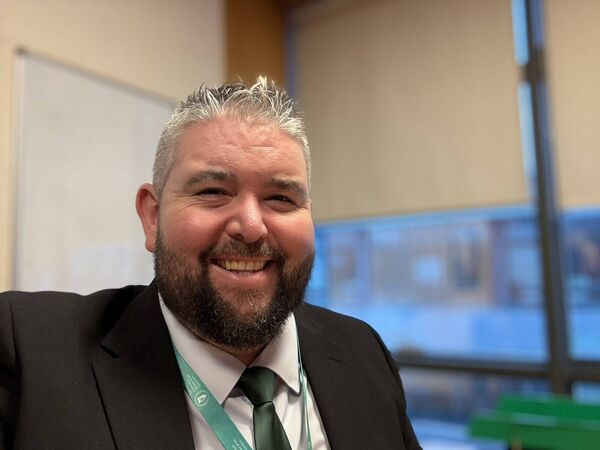 Newly-elected Waterford TD Conor McGuinness in his new temporary offices in the Houses of the Oireachtas.