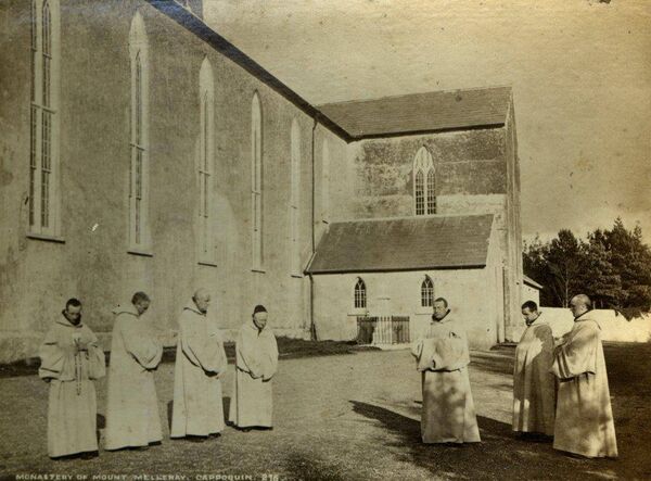Group of monks outside church at Mount Melleray Abbey, circa 1900. Courtesy: Waterford County Museum Group of monks outside church at Mount Melleray Abbey, circa 1900. Courtesy: Waterford County Museum
