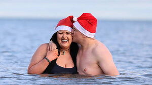 Couple who met at Helen’s Bay charity swim return for another festive dip